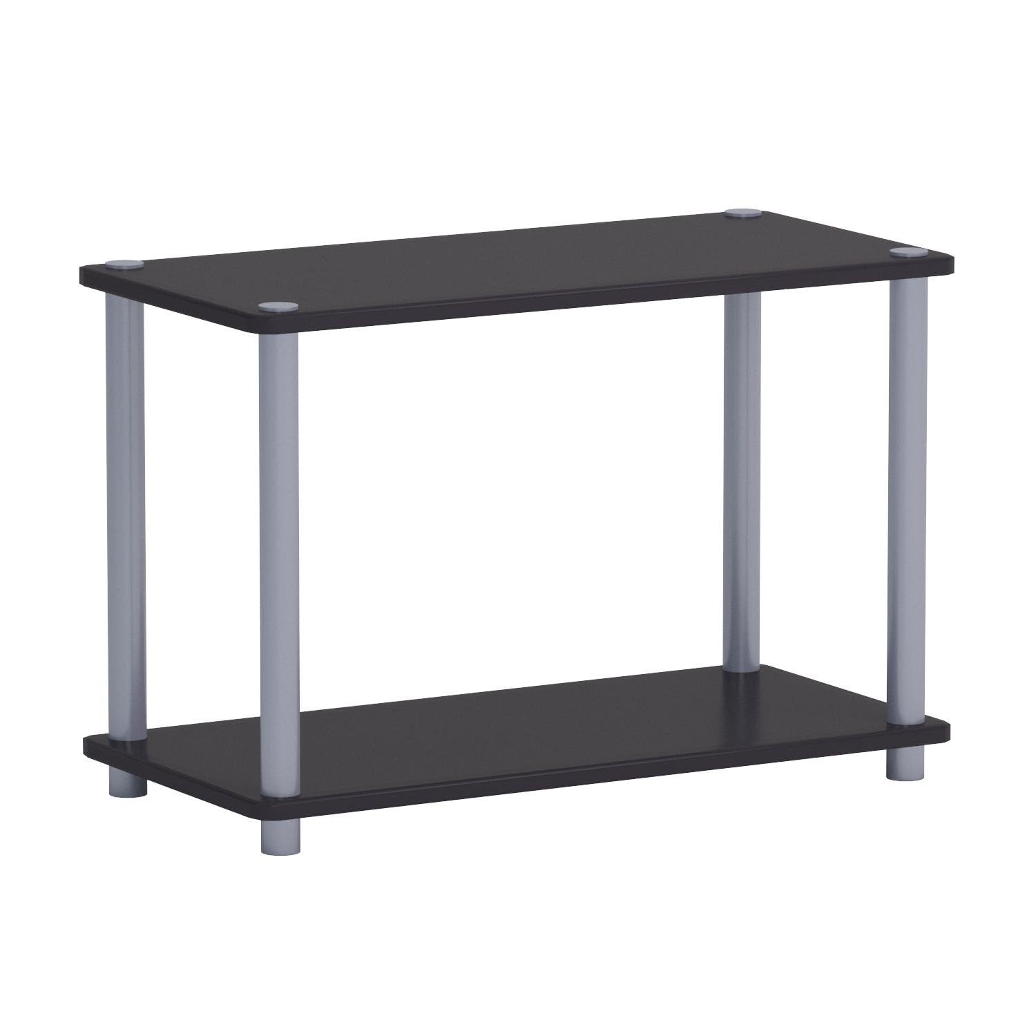 Furinno TURN-N-TUBE Side Table Set of 2, 2-Tier Modern Rectangle End Table with Open Shelf, Night Stand, Bedside Table, Toolless Assembly, for Living Room, Bedroom, Black