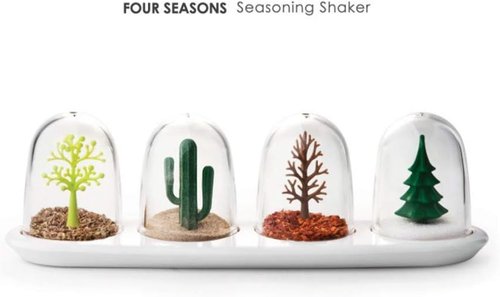 Four Seasons Kitchen Seasoning Jar Set - 4-in-1 Shaker with Tray for Easy Organization