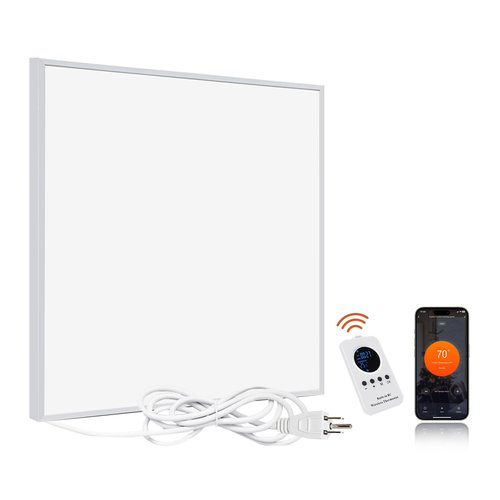 FrauSonne Infrared Space Heater 350W for Indoor Use with Thermostat, Wall Mounted Electric Convection Panel Heater, Silent & Energy Saving Room Heating Panel, Overheat Protection, with Remote & APP