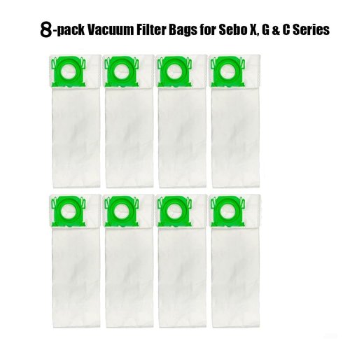 8 PACK-5093AM Vacuum Filter Bags for Sebo 370 X, G & C Series Upright Vacuum Cleaner Dust Bags,for Sebo X1 X2 X3 X4 X5 Extra Pet XP2 XP3
