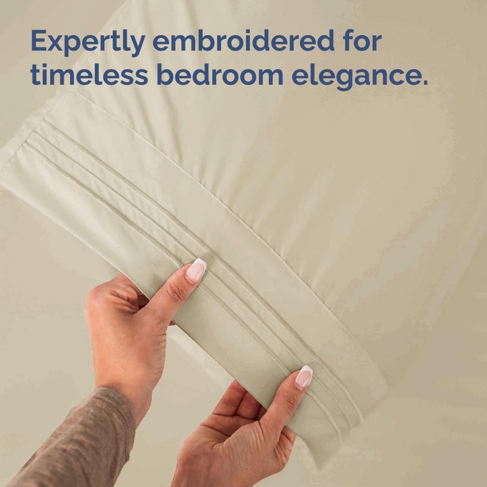 Skiennix Queen Pillow Cases Set of 2 - Ultra Soft Hotel Quality - Wrinkle Free & Stain Resistant - Wheat Color