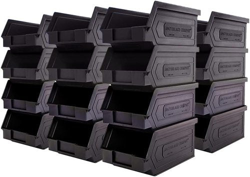 24 Pack Plastic Storage Bins - Stackable Hanging Organizer for Workshops | 7-Inch x 4-Inch x 3-Inch, Black