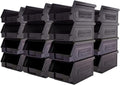 24 Pack Plastic Storage Bins - Stackable Hanging Organizer for Workshops | 7-Inch x 4-Inch x 3-Inch, Black