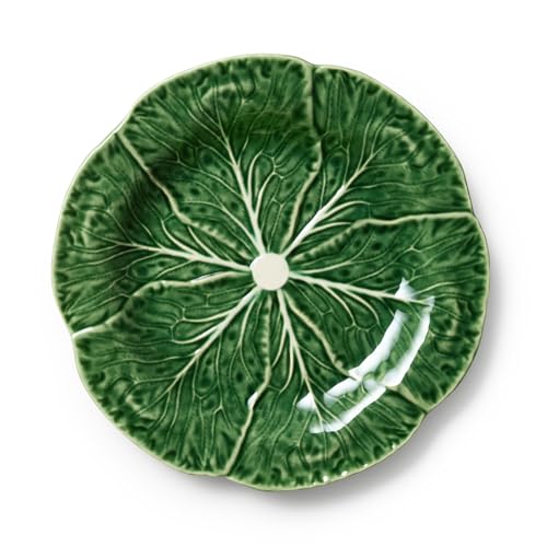 Le Jardin Cabbage 3D SALAD/DESSERT PLATES, SET OF FOUR - 9" Sculpted Green Stoneware Leaf Plates – Seasonal Spring & Summer Tableware for Fresh, Nature-Inspired Dining and Entertaining