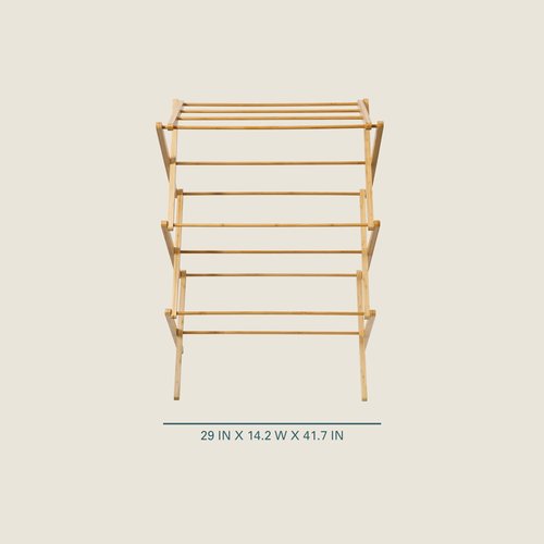 Gibson Home Riverrun Foldable Bamboo Drying Rack for Clothes & Towels – 2-Tier Collapsible Laundry Drying Rack, Space-Saving Air Dry Stand for Clothes, Towels, Blankets, etc for Indoor & Outdoor Use