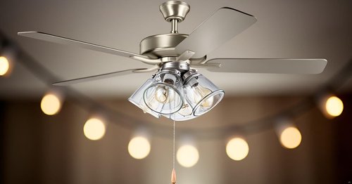 Aspen Creative 22016-1, Four-Light Ceiling Fan Light Kit with Pull Chain, Brushed Nickel Finish with Clear Glass Shades, 13-1/8" Diameter x 6-3/4" Height