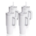 PYD Life 4 Pack Sublimation Tumblers 30 OZ with Removable Handle White Blanks Stainless Steel Cups Mugs with Lid and Plastic Straw for Tumbler Heat Press Sublimation Oven Printing