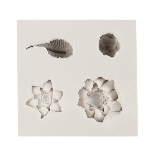 FCKEMLDS Lotus Flower Silicone Molds Lotus Leaf Fondant Mold Lily Pad Silicone Molds Lotus Root Mold For Cake Decoration Cupcake Topper Chocolate Candy Polymer Clay Gum Paste Set of 4