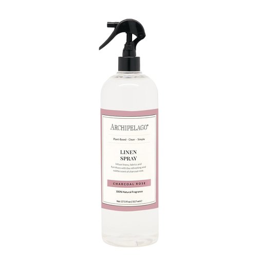 Archipelago Botanicals Charcoal Rose Linen Spray – Fabric & Room Freshener with Black Baccara Rose & Charcoal – Odor Eliminator for Room, Upholstery & Clothes – 17.5 fl oz