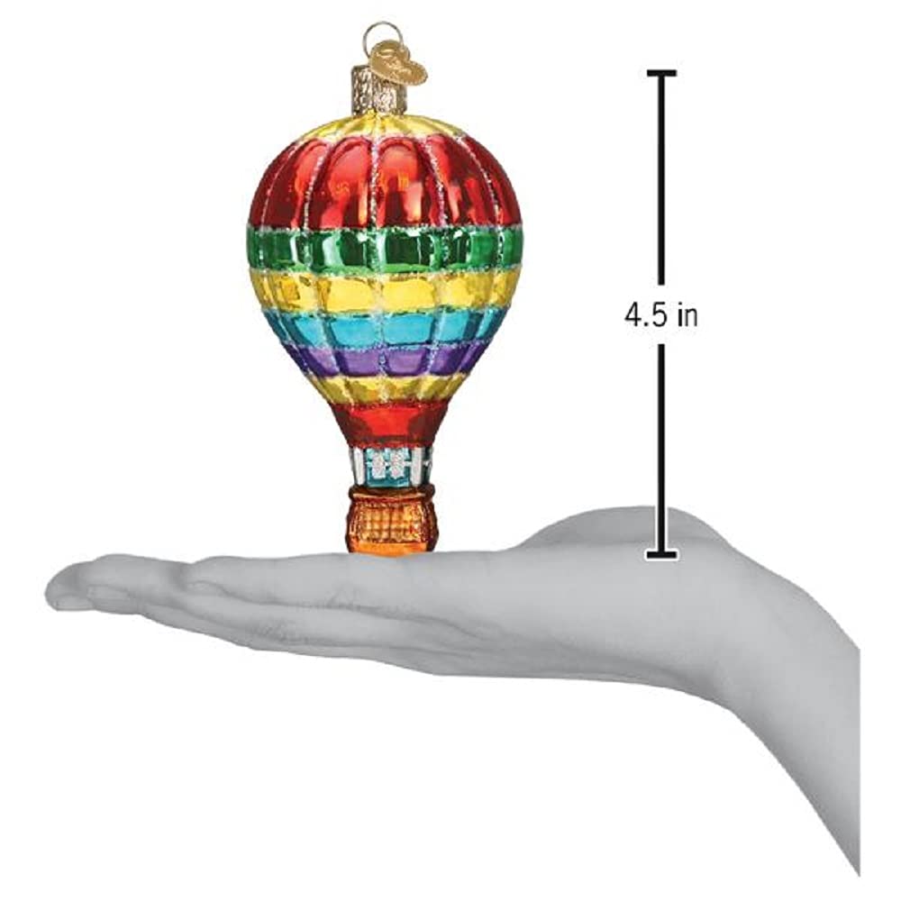 Old World Christmas Vibrant Hot Air Balloon Glass Blown Ornament for Christmas Tree, Handcrafted Holiday Decoration, Transportation Collection