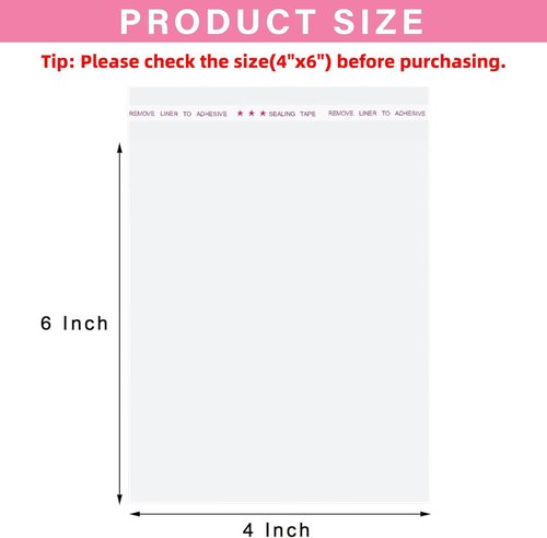 Morepack Clear Self Sealing Cellophane Bags,4x6 Inches 200 Pcs Cookie Bags Resealable Cellophane Bag for Packaging Cookies, Candy and Products
