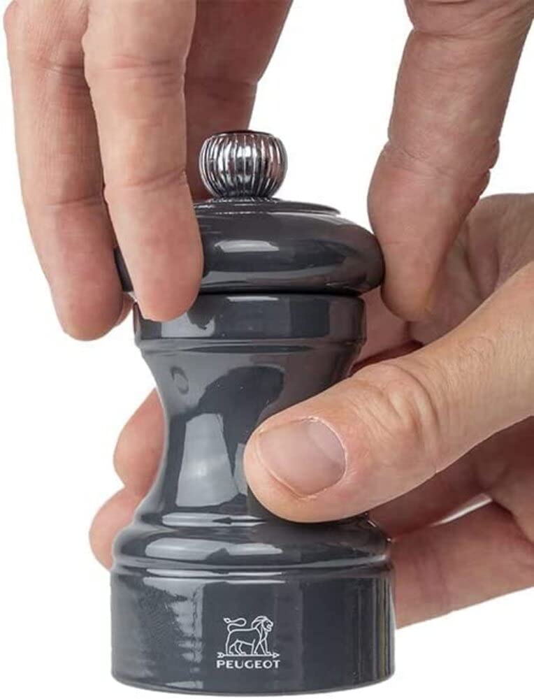 Peugeot Bistro 4-inch Manual Pepper Mill, Adjustable Coarseness, Stainless Steel Grinding, Pre-Filled with Black Peppercorns - Enhanced Flavors & Aromas (Slate)