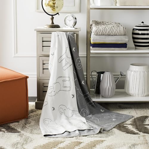 SAFAVIEH Ella Knit Throw Blanket, Light Grey/Ivory