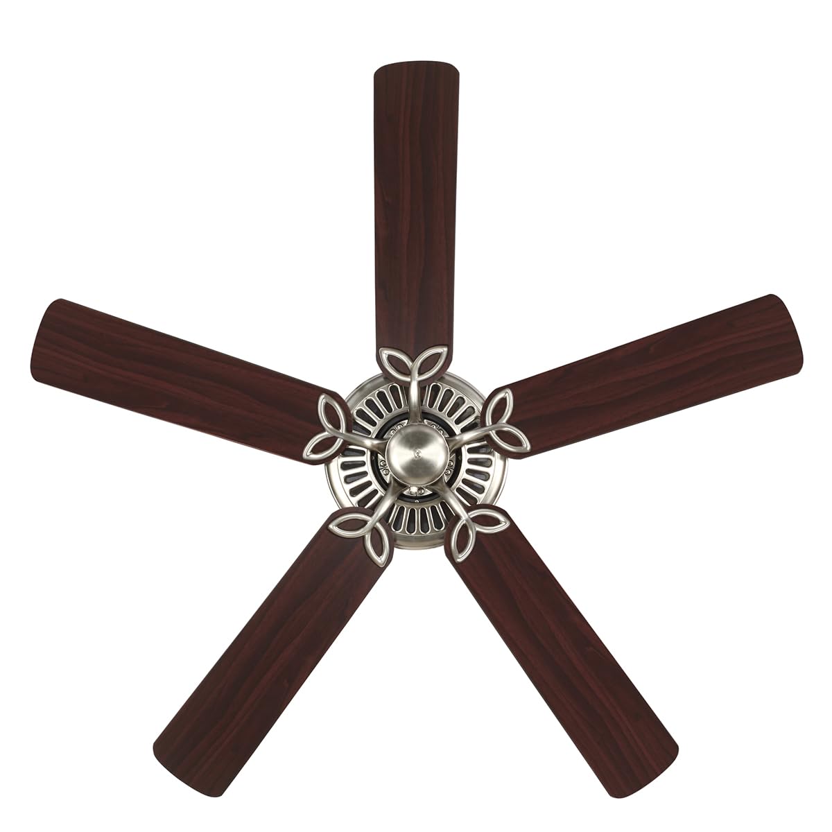 Kathy Ireland Home [CF712BS] Pro Series LED Ceiling Fan with Pull Chain | 50-Inch Fixture with Dual Mount for Flush or Downrod Hanging | Reversible Blades with Light Bulbs Included, Brushed Steel