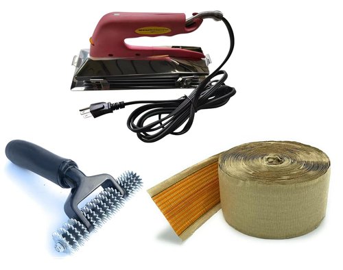 Zimpty ZY377 10in. 800-Watt Carpet Seaming Iron, Carpet Joining Tape - Super Heat Bond Seaming Red Stitch and Seaming Roller Spiked Star Grooming Carpet Pile Roller