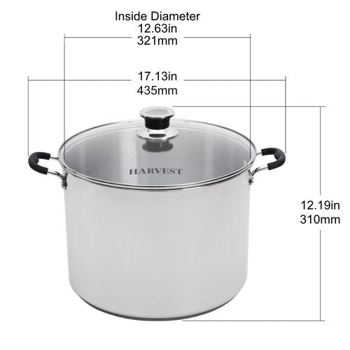Harvest Stainless Steel 20 Qt Canning Pot with Rack | Water Bath or Steam Canning | Works on All Stovetops Including Induction, Glass, Gas (Stainless Steel Canner + Tools) (Stainless Steel Canner)