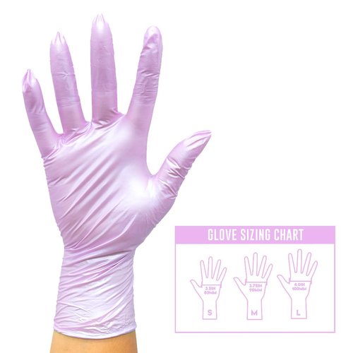 Colortrak Disposable Nitrile Gloves, Pink, Luminous Collection Lilac Frost Latex-Free, Powder-Free Hair Color Gloves for Chemical Processing & Salon Services, 100 Count, Medium