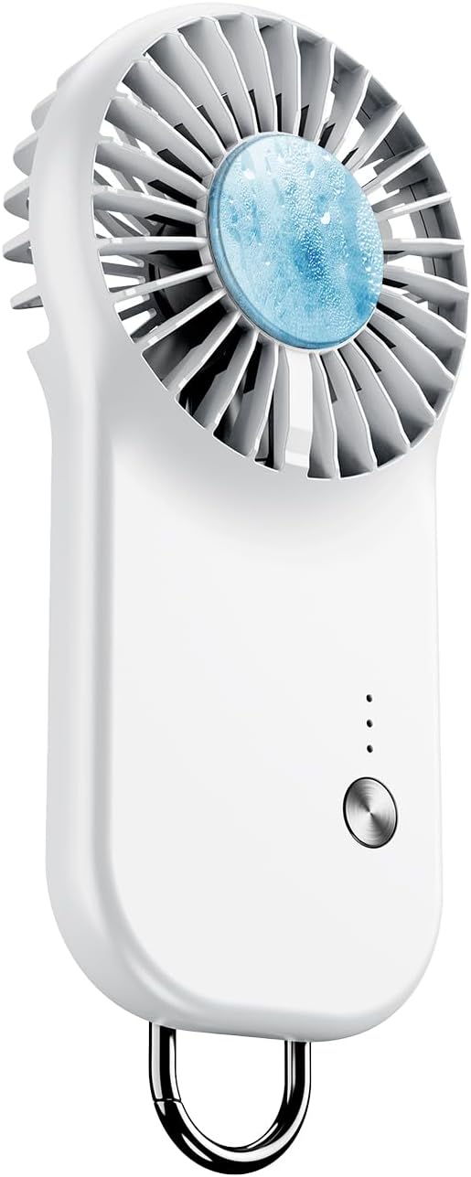 Skiennix Handheld Mini Fan - Portable USB Rechargeable Cooling Fan with 5 Speeds | Cute Design for Travel & Makeup - White