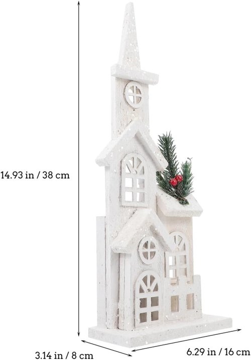 LABRIMP Luminous Wooden Castle Ornament - Lighted Christmas Village House Decor for Holiday Home | 1pc