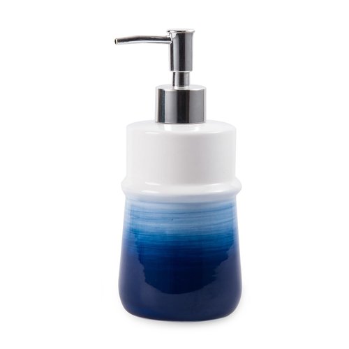Ceramic 12Oz Soap Dispenser for Kitchen, Refillable Hand Dispenser with Pump, Lotion Dispenser Bathroom for Dish Soap, Hand soap. (Navy Blue)