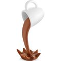 Jetec Floating Coffee Cup Mug Sculpture Decoration Mini Spilling Pouring Plastic Splash Coffee Mugs Gifts Decoration for Family Friend(Brown)
