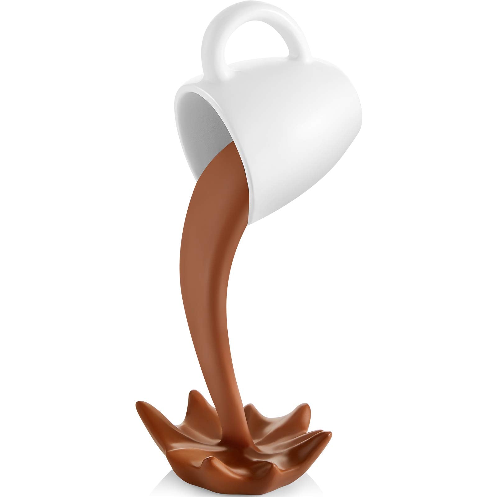 Jetec Floating Coffee Cup Mug Sculpture Decoration Mini Spilling Pouring Plastic Splash Coffee Mugs Gifts Decoration for Family Friend(Brown)