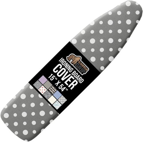 GORILLA GRIP The Original Ironing Board Cover and Pad, Silicone Coating, 400°F Scorch Resistant Thick Padding, Heavy Duty Iron Covers Standard Boards, Hook and Loop Fastener Strap, Dots 15x54