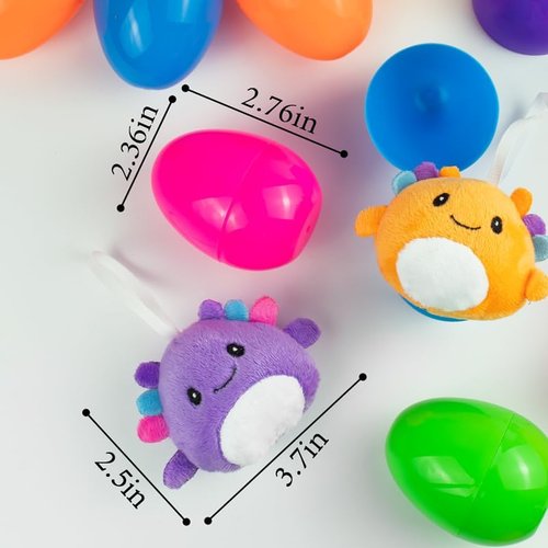 Axolotl Plush Toys | Easter Basket Stuffers - 24 Pack Prefilled Plastic Eggs for Kids' Gifts