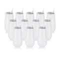 12 Pack Unbreakable Stemless Insulated Flute Tumblers, 6 Oz - Double Insulated Champagne Glasses for Friends Birthday Christmas Wedding (White)