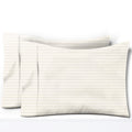 TEXAS LINEN CO. 100% Egyptian Cotton Pillow Cases Set of 2, Texan Talkin' Damask 600 Series Standard/Queen Pillowcase for Sleeping (Ivory Stripe), Cooling Extra Long Staple Sateen Bed Pillow Cover
