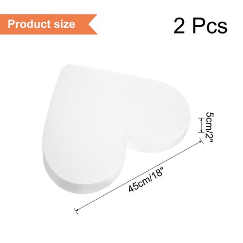 uxcell 2Pcs Heart Shaped Foam Cake Dummy, 18" x 2" Fake Cake Model Photo Prop Ornament for Wedding Supplies Birthday Cake Decoration, White