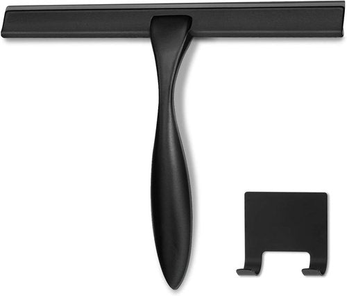 HIWARE Shower Squeegee - All-Purpose Tool for Glass, Bathroom & Car - 10 Inch, Black Stainless Steel