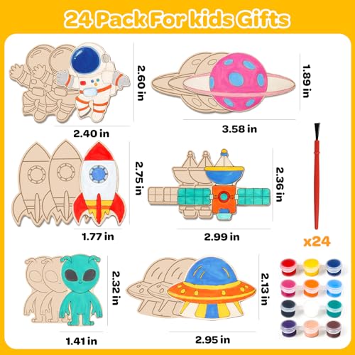 24 Pack Valentines Day Cards for Kids School Classroom with Space Painting DIY Craft Kits, Valentines Day Gifts for Kids Classroom Exchange Valentines Party Favors & Prizes Gifts for Boys Girls