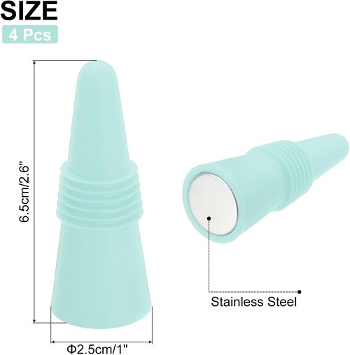 MECCANIXITY 4Pcs Wine Stoppers High Temp Silicone Plug T Shaped Wine Bottle Stopper Wine Outlet Cap Bottle Cover, Nordic Blue