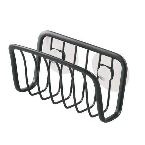 InterDesign Axis Kitchen Sink Suction Holder for Sponges, Scrubbers, Soap - Black