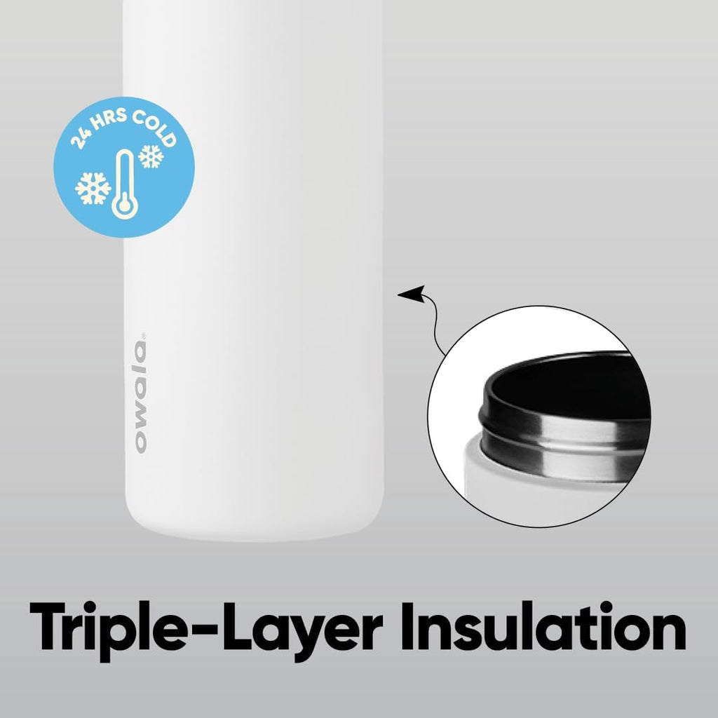 Owala FreeSip Insulated Stainless Steel Water Bottle - BPA-Free, 24 Oz, Perfect for Travel | Shy Marshmallow