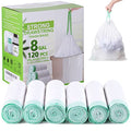 Hawnn 8 Gallon Trash Bag 120 Count, Unscented Strong Drawstring Garbage Bag Fit 30 Litter Trash Can, for Kitchen, Bathroom, Bedroom, Office (Green)