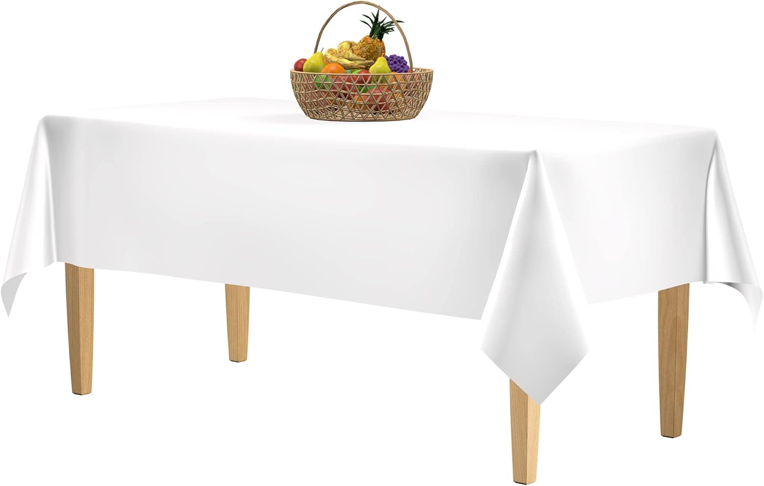 Premium White Plastic Tablecloths by [Brand Name] - 5 Pack Disposable Rectangle Covers | 108 x 54 in. for Parties & Weddings