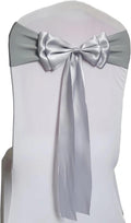 Skiennix Stretch Chair Sashes - Double Bow Spandex Covers for Weddings & Events | Grey, Set of 6