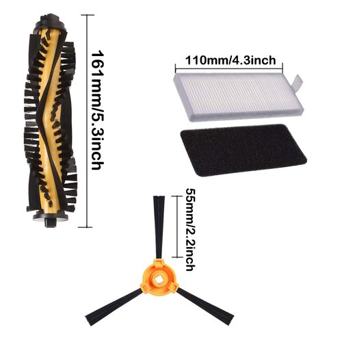 Electropan Deebot n79s Replacement Parts Main Brush + Side Brush + Filters, Deebot Replacement Parts for DN622.11 DN622.31 N79 N79s N79SE N79W Deebot 500