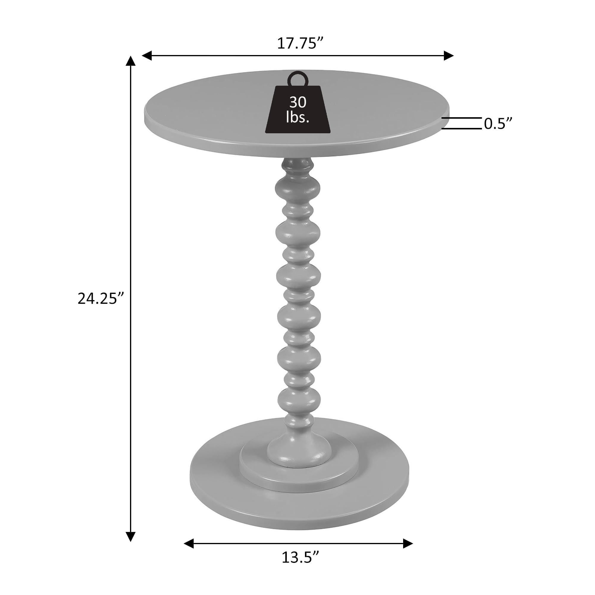 Convenience Concepts 131355GY Palm Beach Spindle Table, Gray