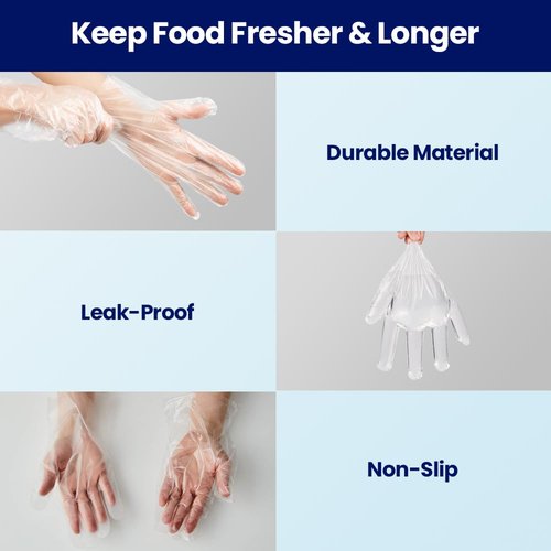 CLEANWRAP Disposable Gloves - LDPE, BPA FREE (500 Piece) - Mothers Day Gifts for Mom I Food Service & Clean Disposable Plastic Gloves Korean, Clean Vinyl Glove