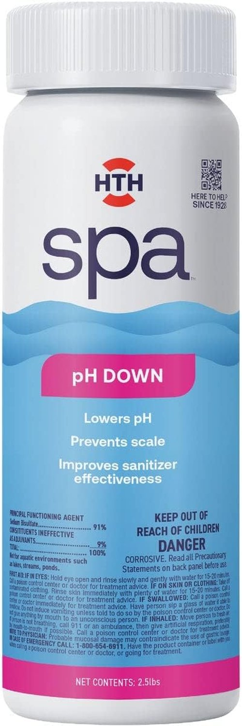 HTH Spa 86132 pH Down - Lowers pH Levels & Prevents Scale Buildup | 2.5 lbs Hot Tub Chemical