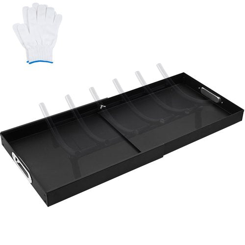 MYFIREPLACEDIRECT 2 Piece Adjustable Ash Tray Pan | Expandable Fireplace Pan With Handles for Up to 31" Grate, Rectangle Galvanized Steel Sturdy Tray, Black