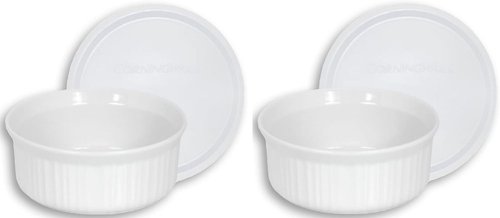 CorningWare Round French White Casserole Dishes - 16oz with Plastic Lids (Set of 2)