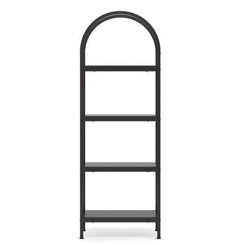 LITTLE TREE 4-Tier Arched Bookshelf, Tall Open Bookcase Storage Shelves, Wood Metal Freestanding Display Rack Tall Shelving Unit for Home Office, Bedroom, Living Room, Industrial Black
