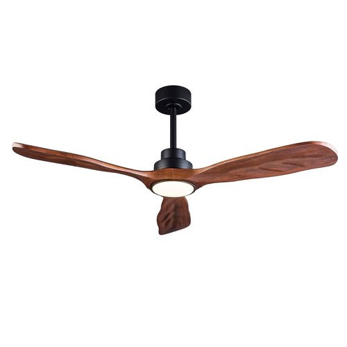 Ceiling Fans with Lights and Remote,52 Inch Unique Wood Ceiling Fan with Noiseless Reversible DC Motor,3 Blades,3 Downrods, for Farmhouse,Patio Living Room,Bedroom,Office,Indoor Outdoor(Black+Walnut)
