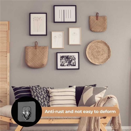 Bilillo 10 Pack Invisible Vertical Plate Hangers, 2.3 Inch Adhesive Plastic Hooks for Hanging Decorative Plates, Wall Art, and Small Artwork