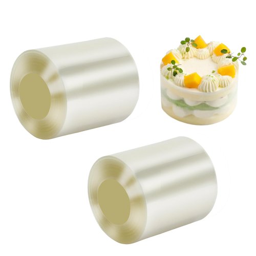 Urxirha 2 Pack Cake Collars 2inch × 394inch, Transparent Acetate Sheets for Baking, Clear Cake Strips Cake Rolls for Cake Decorating