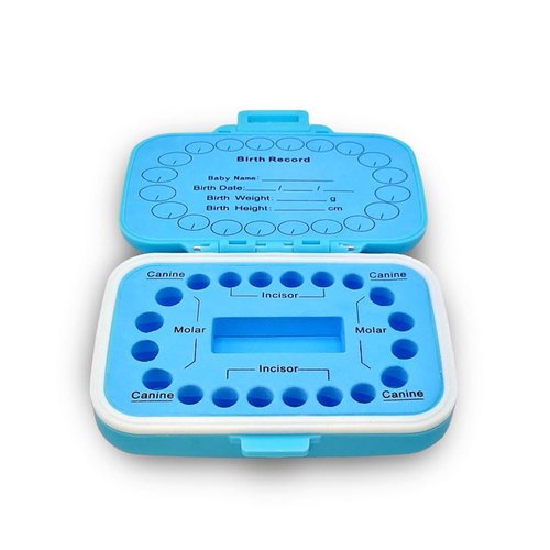 DENTIMICA Baby Keepsake Tooth Box PP Baby Milk Teeth Storage Holder Blue
